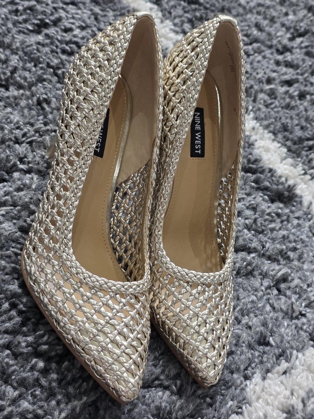 Nine West Women's Metallic Woven Pointed-Toe Pumps - Gold Size 8